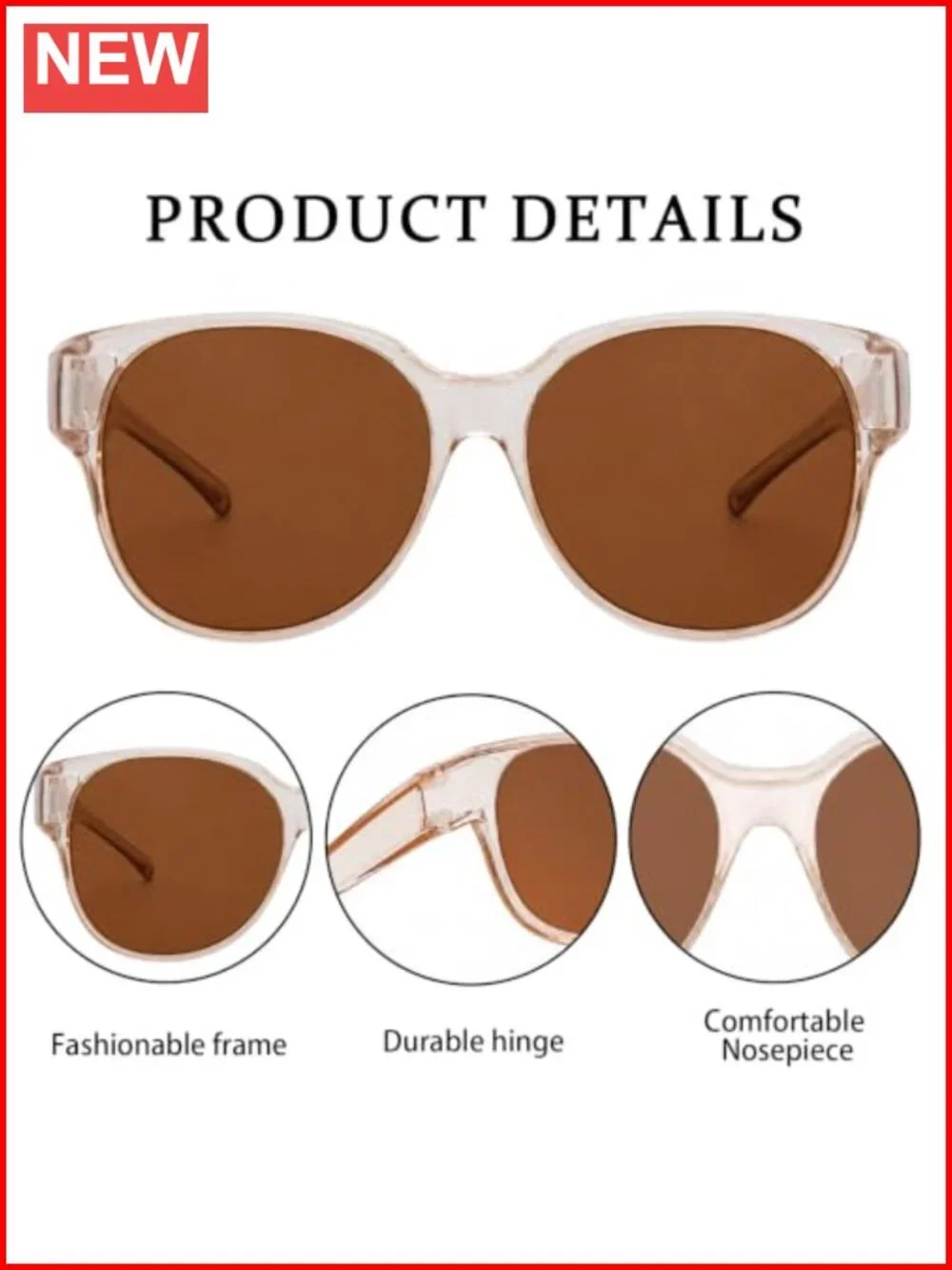 Oversized Fit Over Glasses Sunglasses Women Polarized UV400 Floral Frame Outdoor